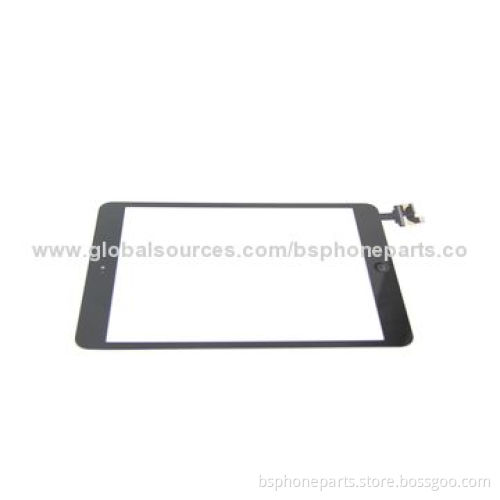 Black Touch Digitizer Screen, Complete + IC Flex Chip + Home Button Flex for iPad Mini